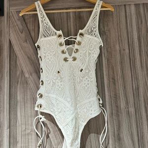White lace bodysuit